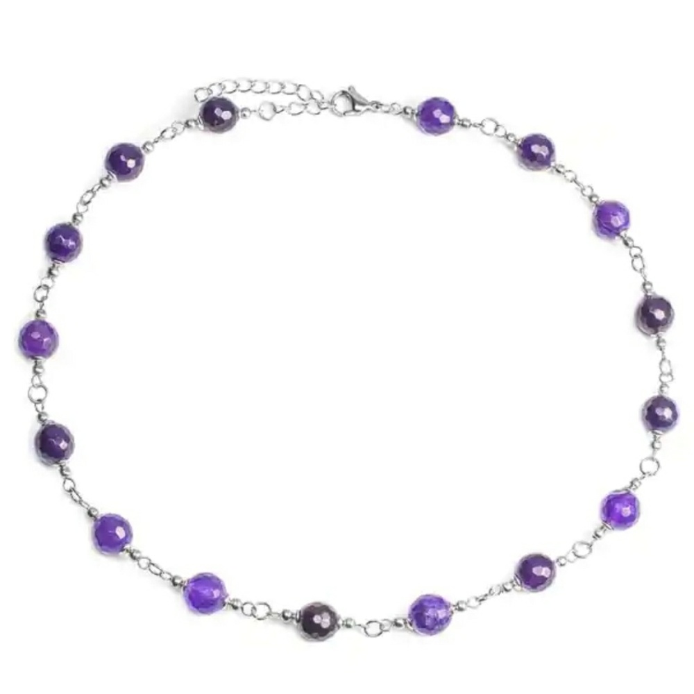 New Elya purple agate stainless steel necklace